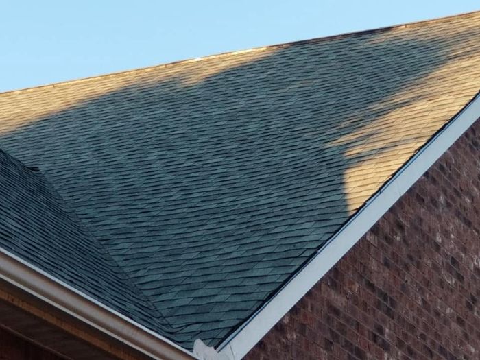 Close-up of a new shingle roof
