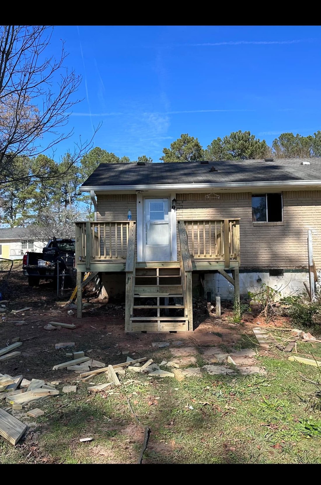 New deck and steps built onto a home